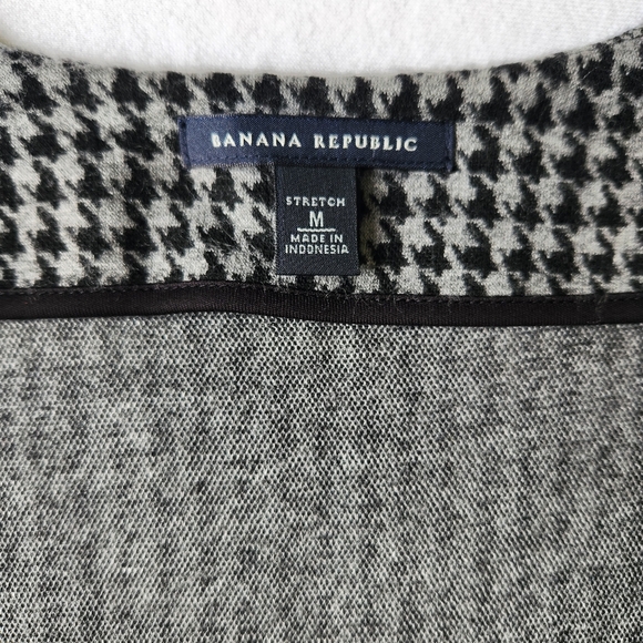 Banana Republic Houndstooth Checkered Dress Black Gray Short Sleeves Medium - Picture 9 of 14